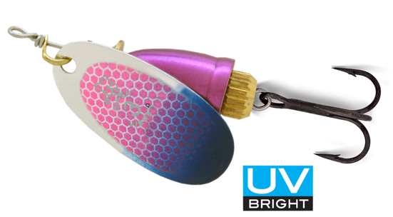 Blue Fox Vibrax UV CSBTU je zvuková rotační třpytka s listem ve tvaru oválu.Tvar listu ji předurčuje pro lov pomalejší rychlostí, do hloubky klesne pouze při velmi pomalém vedení.