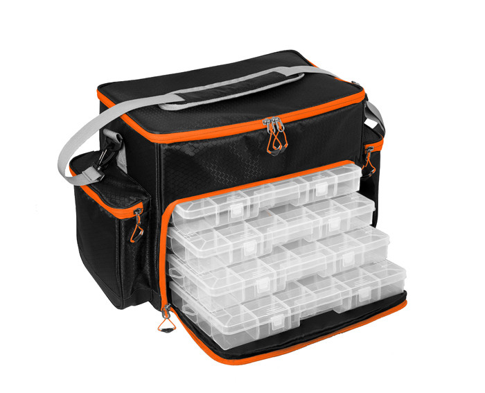 Delphin ATAK! Carryall Space je taška určená pro lovce dravých ryb, která v sobě ukrývá oddělený prostor na 4 kusy plastových krabic v kombinaci s klasickým úložným prostorem.