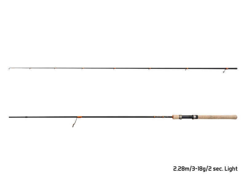 Delphin Corx Spin Light 228 cm 3-18 g - lehký, citlivý a cenově dostupný přívlačový prut s korkovou rukojetí.