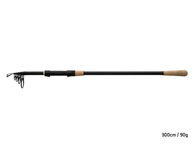🎣 Delphin TORRAX 300 cm 90 g – teleskopický prut nové generace. Delphin TORRAX patří mezi nejkvalitnější teleskopické pruty své kategorie. Elegantní černý design s korkovými prvky, štíhlý karbonový blank a kompaktní transportní délka dělají z tohoto modelu perfektní volbu i pro náročné rybáře, kteří dosud neměli k teleskopům důvěru.