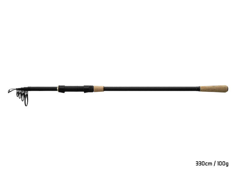 🎣 Delphin TORRAX 330 cm 100 g – teleskopický prut nové generace. Delphin TORRAX patří mezi nejkvalitnější teleskopické pruty své kategorie. Elegantní černý design s korkovými prvky, štíhlý karbonový blank a kompaktní transportní délka dělají z tohoto modelu perfektní volbu i pro náročné rybáře, kteří dosud neměli k teleskopům důvěru.