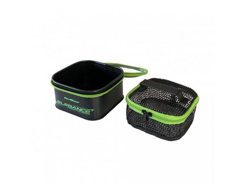 Eva Pellet box. Nádoba z EVA materiálu s průhledným víkem na zip s vnitřní síťovanou nádobou (kapsička) uvnitř - rovněž s uzávěrem na zip z naší řady "Elegance method Series". Je určená k uskladnění, ale i v případě potřeby namočení vašich pelet. Parametry a specifikace: velikost - 17x17x8,5cm TIP: Jednoduchá příprava peletek nejenom do method krmítek. Do misky vložíte síťku, nasypete peletky, namočíte a po cca 50 sekundách peletky přecedíte a necháte odstát. Po chvilce budou peletky připraveny do method krmítka.