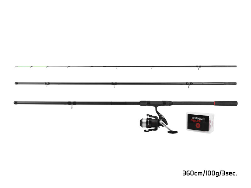 Delphin Feederový set YAKUZA 330 - set s prutem, navijákem, vlascem a method výbavou.