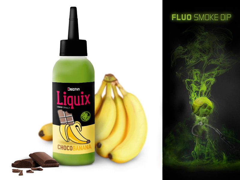 Fluo dip Delphin D Snax LiquiX 100ml_Čokoláda-Banán