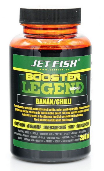 Booster Legend Range Banán/Chilli. Po delším vývoji, jsme přinesli zcela nové boostery, které jsme několik let vyvíjeli. Chtěl jsem vytvořit směs tekutých potravin, která bude zahrnovat esenciální aminokyseliny a fermentované cukry. Tyto složky nejlépe ovlivňují chuťové receptory kapra. Dále jsou boostery doplněné stejným druhem atraktorů jako jednotlivé druhy řady Legend Range. Tyto boostery výrazně zvýší zájem kaprů o vaši návnadu a jsou určené pro celoroční chytání. Určeno pouze pro ryby! Příchuť: Banán/Chilli Balení: 250 ml