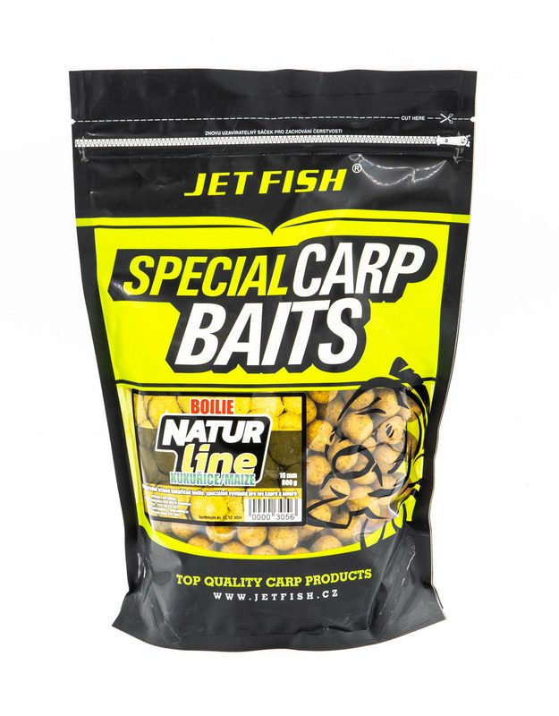 Jet Fish Boilie Natur line. Boilie obsahuje mnoho variant přírodní i zušlechtěné kukuřice