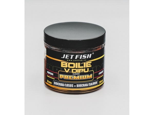 Jet Fish Boilie v dipu Premium clasicc Biocrab/Losos