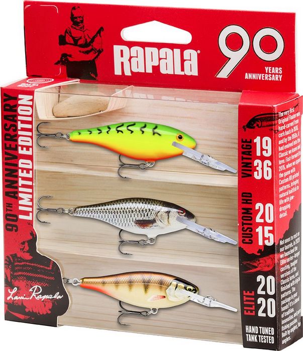 Sběratelský set tří ikonických nástrah Rapala Shad Rap.