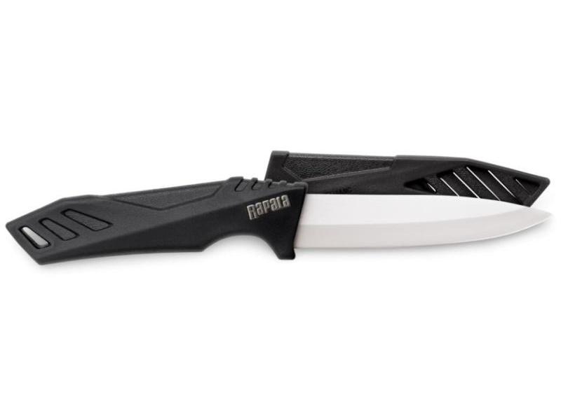 Rapala Ceramic Utility Knife. Odolný keramický nůž s ergonomickou neklouzavou střenkou a ochrannou plastovou pochvou.