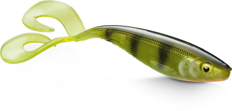 🐉 Rapala Soft Olio – měkká nástraha pro velké dravce Nevěříš na příšery? Tak teď je ten správný čas začít. Soft Olio kombinuje osvědčený boční rolling pohyb se svůdnou akcí dvojitého curly ocasu, která dráždí i ty nejopatrnější predátory. Díky měkkému plastu s texturovaným povrchem vytváří nástraha silné vibrace, realistické 3D šupiny a barevné kombinace ověřené praxí. Při pauze se ocas ve vodě vlní a nástraha pomalu klesá, přitom zůstává smrtelně atraktivní i při velmi pomalém vedení. ✅ Co dělá Rapala Soft Olio výjimečnou? 🌀 Double Tail Action – dráždivý pohyb dvou ocásků 🐾 Texturované tělo – silné vibrace do okolí 🔍 Realistické 3D detaily – věrné šupiny a tvar 🎯 Funguje i při pomalém tahu – ideální pro těžší situace 🎣 Navrženo pro velké dravce – štika, sumec, candát