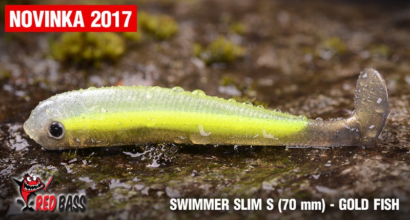Ripper REDBASS Swimmer Slim S - Gold Fish / 70mm Účinná zbraň na všechny dravé ryby z extraměkkého materiálu! Nástraha SWIMMER SLIM se vyznačuje stejně jako SWIMMER excelentním chodem i při pomalém tažení, kdy jednak svůdně kmitá ocásek a navíc se celá nástraha kolébá ze strany na stranu. U modelu