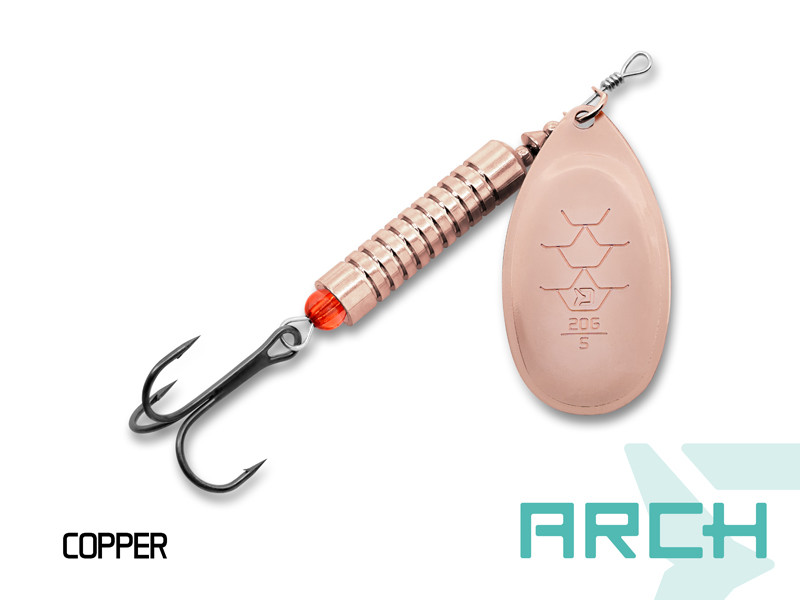 Rotačka Delphin ARCH Copper - klasická rotační třpytka určená pro lov širokého spektra dravých ryb, především na stojatých vodách a pomalu tekoucích úsecích.