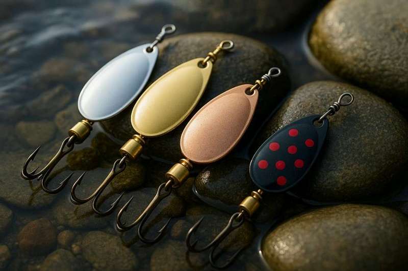 🎣 Třpytky – Rotačky Rotační třpytky, mezi rybáři známé jako rotačky, patří mezi nejtradičnější a zároveň nejúčinnější nástrahy přívlače. Vynikají okamžitou reakcí po dopadu do vody – rotující list vytváří silné vibrace, záblesky a zvuk, který dravce spolehlivě provokuje k útoku. Díky široké nabídce tvarů, velikostí a barev se rotačky uplatní ve všech podmínkách – od malých potoků až po hlubší přehrady. Osvědčené modely od značek jako Blue Fox, Mepps, Hester nebo EMTE patří do základní výbavy každého vláčkaře.