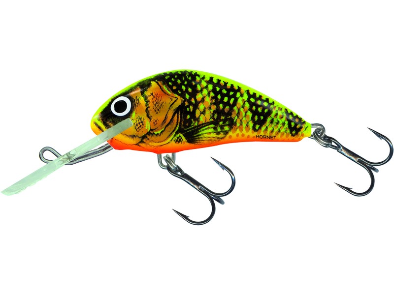 🎯 Salmo Hornet 04 F Gold Fluoro Perch – plovoucí wobler pro jemnější přívlač. Kompaktní model Hornet ve velikosti 4 cm je ideální pro ultralight přívlač a lov menších až středně velkých dravců – zejména pstruhů, okounů a tloušťů.