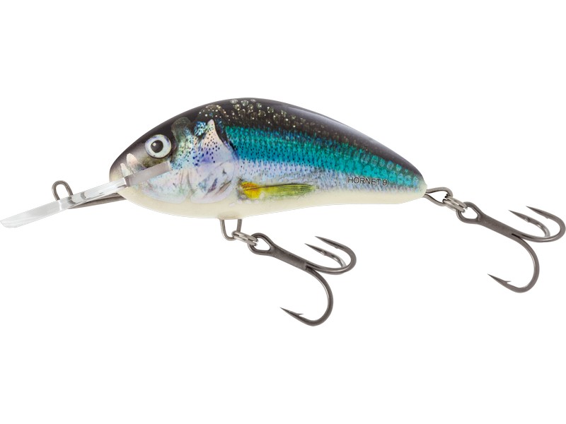 🎯 Salmo Hornet 09 F Holo Smelt – plovoucí wobler pro lov velkých dravců. Tento největší model z legendární řady Hornet je stvořený pro lov trofejních dravců – štik, candátů a sumců.