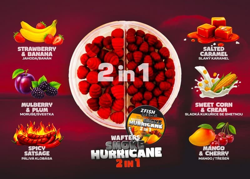 Zfish Smoke Hurricane Wafters 2in1 – dvoubarevné wafters 8 a 10 mm s kouřovým efektem