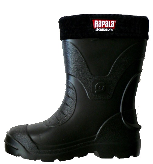 Rapala Sportsman´s SHORT jsou středně vysoké holínky se zateplenou vyjímatelnou látkovou vložkou. Jsou velmi lehké (váží asi 500 g), odolné, vodotěsné, chrání proti chladu i při extrémně nízkých teplotách až do -30 °C. Vyrobeny jsou z lehkéko a měkkého EVA materiálu. Podrážka zamezuje uklouznutí.