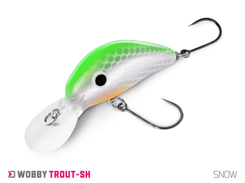 Delphin WOBBY TROUT-SH Snow – wobler do mělčí vody