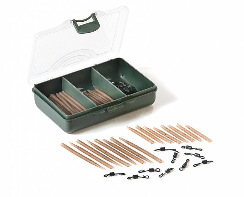 Sada Anti Tangle & Quick Change Swivels. Kaprařský set k sestavení koncové montáže uložený ve velmi praktické krabičce.