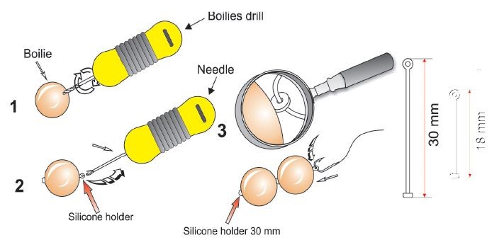 Silikonový adaptér na boilies nebo pelety.  Délka: 30 mm  Balení: 24 ks   Koncové vybavení • Používejte koncové vybavení pouze podle určení, například k nastražení návnady. • Ujistěte se, že žádné malé části neztratíte, aby nedošlo k ohrožení životního prostředí. • Před rybařením se ujistěte, že všechny díly jsou bezpečně připevněné.     Obecné nařízení o bezpečnosti produktů (GPSR), Regulation (EU) 2023/988 Použití výrobků: Používejte produkty pouze k určenému účelu (např. rybaření) a řiďte se pokyny výrobce. Manipulace a skladování: Při manipulaci s ostrými nebo drobnými částmi (háčky, nástrahy, baterie) dbejte zvýšené opatrnosti a uchovávejte je mimo dosah dětí. Produkty skladujte v suchém a bezpečném prostředí, chráněném před vlhkostí, vysokými teplotami a přímým slunečním světlem. Elektrická a chemická bezpečnost: Vyhněte se používání vybavení z vodivých materiálů (pruty, podběráky) v blízkosti elektrických vedení nebo během bouřky. Chemické a toxické materiály, jako je olovo, používejte pouze podle určení a likvidujte je v souladu s místními pravidly. Ochrana zdraví: Při manipulaci s výrobky, jako jsou nástrahy, olovo nebo baterie, si důkladně umyjte ruce. Nikdy neobvazujte rybolovnou šňůru kolem částí těla, abyste předešli zraněním. Pravidelná údržba: Kontrolujte stav vybavení (např. prutů, navijáků, nástrah, spojení jednotlivých částí) a pravidelně je udržujte, aby byla zajištěna jejich správná funkce a bezpečnost.