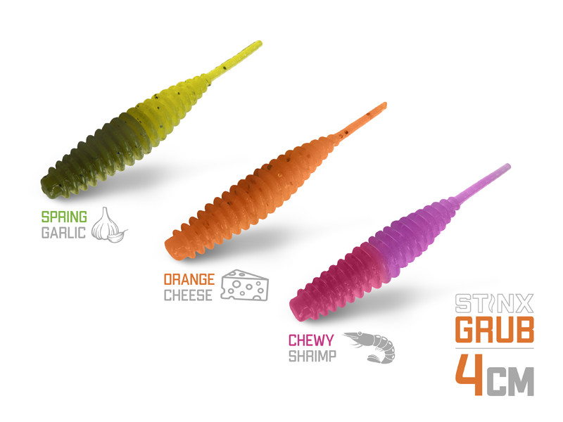 Umělá nástraha Delphin B! Stinx Grub Cheese_4cm_20ks_Orange