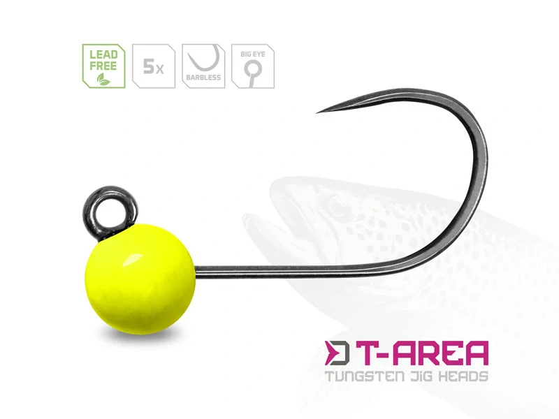 Delphin Wolframový jig T-AREA BL Fluo žlutý 4,6 mm / 0,9 g / #6 – 5 ks