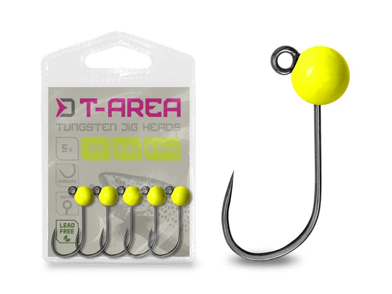 Delphin Wolframový jig T-AREA BL Fluo žlutý 4,6 mm / 0,9 g / #6 – 5 ks