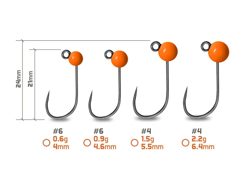 Delphin Wolframový jig T-AREA BL Fluo oranžový 4,6 mm / 0,9 g / #6 – 5 ks