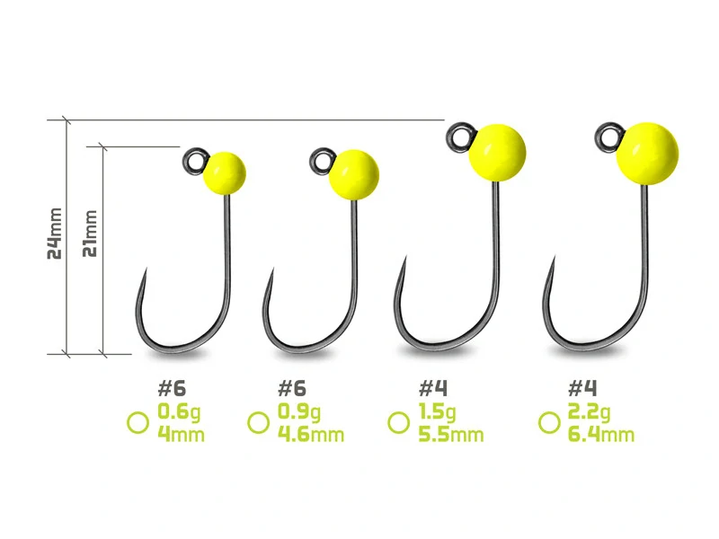 Delphin Wolframový jig T-AREA BL Fluo žlutý 4,6 mm / 0,9 g / #6 – 5 ks