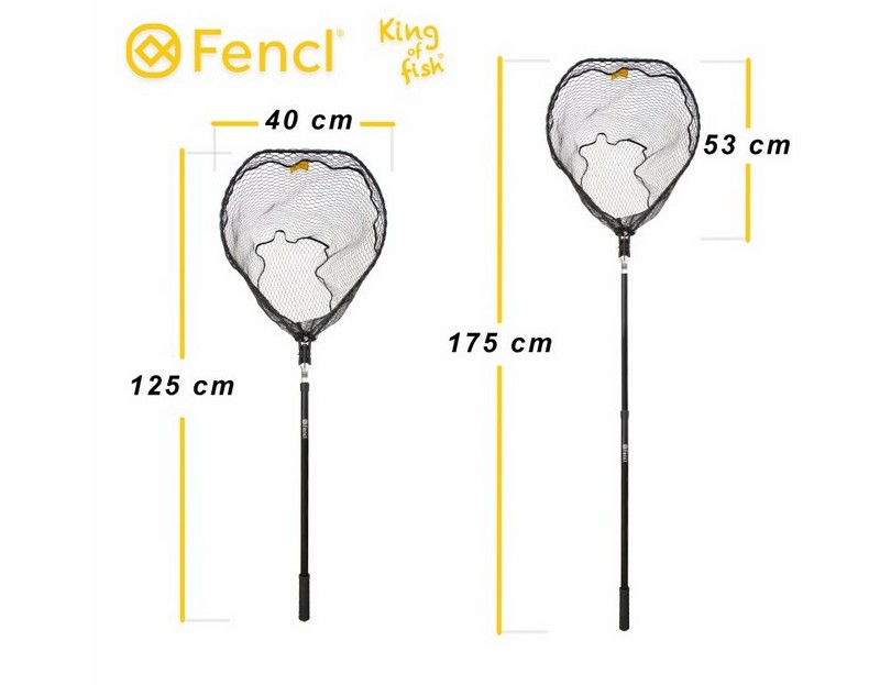 Fencl Přívlačový podběrák sklápěcí velký teleskop_175cm_2díl_pogumovaná síť