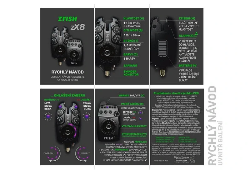 ZFISH Sada Hlásičů Bite Alarm Set Zx8 PRO 2+1