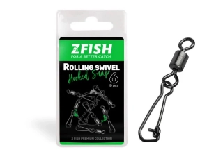 Zfish Obratlík s karabinou Rolling Swivel & Hooked Snap vel.6_27kg_10ks