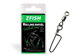 Zfish Obratlík s karabinou Rolling Swivel & Coastlock Snap vel.6_30kg_10ks