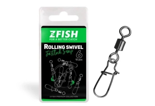 Zfish Obratlík s karabinou Rolling Swivel & Fastlock Snap vel.12_18kg_10ks