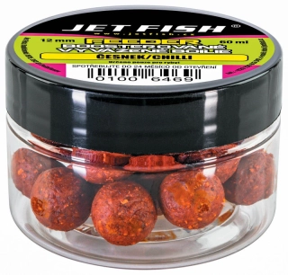 Jet Fish Boosterované vyvážené boilie Feeder Česnek/Chilli_60ml_12mm