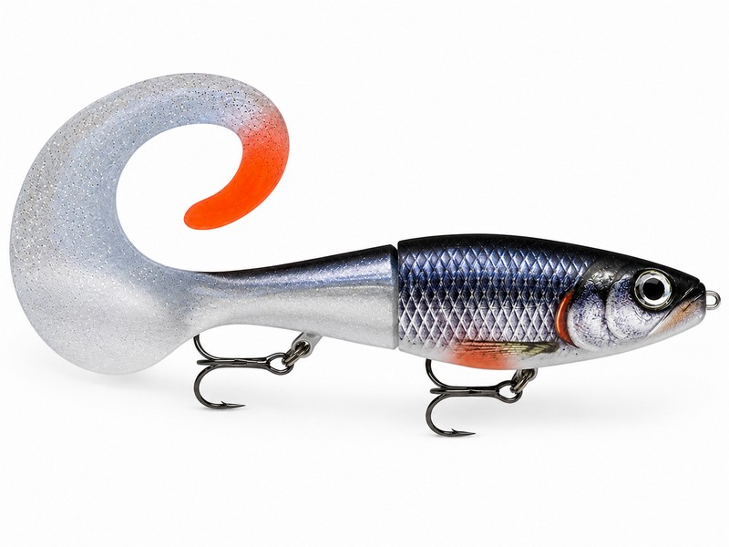 Hybridní nástraha Rapala X-Rap Otus s výraznou akcí ocasu při pomalém vedení.