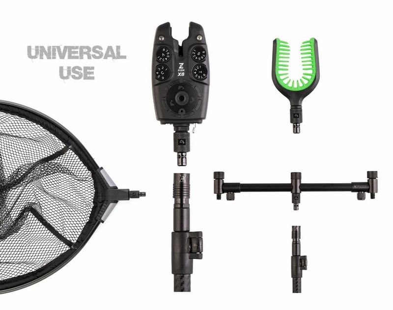🎯 ZFISH Rychlovýměnný konektor Quick Release  Jednoduchý, ale maximálně praktický adaptér, který ti ušetří čas i nervy při montáži hlásičů. Díky přesnému kovovému zpracování, zámku s kuličkovým ložiskem a speciálnímu tvaru spoje zůstává spojení pevné i při prudkém záběru.  💪 Výhody a vlastnosti:  ⚙️ Rychlé připojení i odpojení hlásičů nebo jiného příslušenství  🔒 Bezpečný zámek s kuličkovým ložiskem – nerozpojí se ani při prudkém tahu  🧱 Celokovové provedení s černou povrchovou úpravou pro dlouhou životnost  ⏱️ Úspora času při přípravě i balení rybářské výbavy  🔁 Univerzální závit – kompatibilní s většinou stojanů a vidliček na trhu  📊 Parametry:  Balení: 2 ks Materiál: Kov Barva: Černá Závit: Univerzální  ⚠️ Upozornění:  • Před použitím zkontroluj dotažení závitu a čistotu spoje. • Nepoužívej nadměrnou sílu při spojování – spojka se uzamyká automaticky. • Po rybolovu vždy osuš a ošetři kovové části proti korozi.